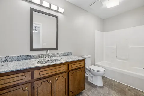 a bathroom with a bathtub