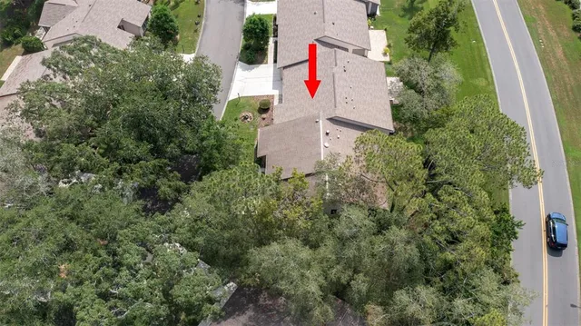 an aerial view of a house