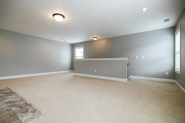 an empty room with a workbench