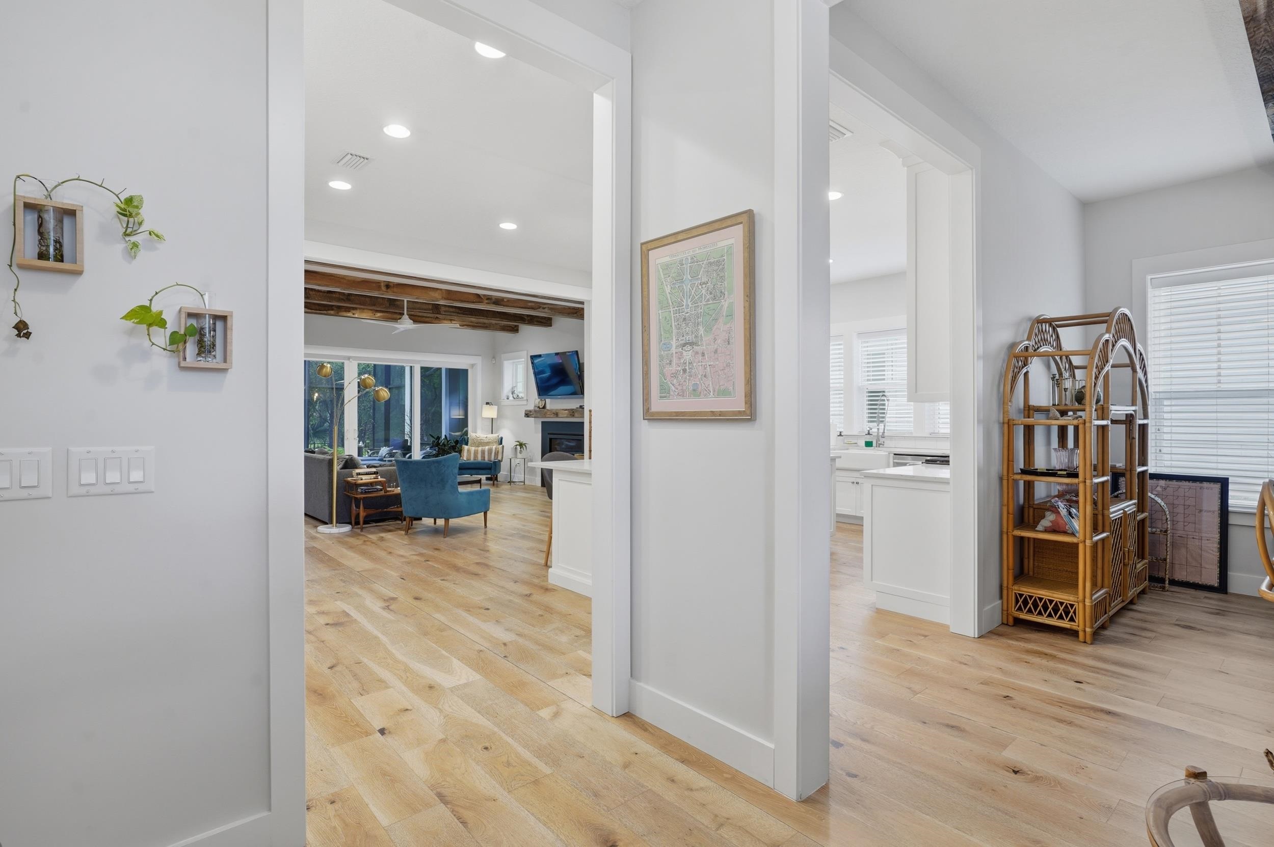240 Ridgeway Road St. Augustine, FL 32080 - Photo 14 of 38 Corridor with light wood-style floors, recessed lighting, and beamed ceiling