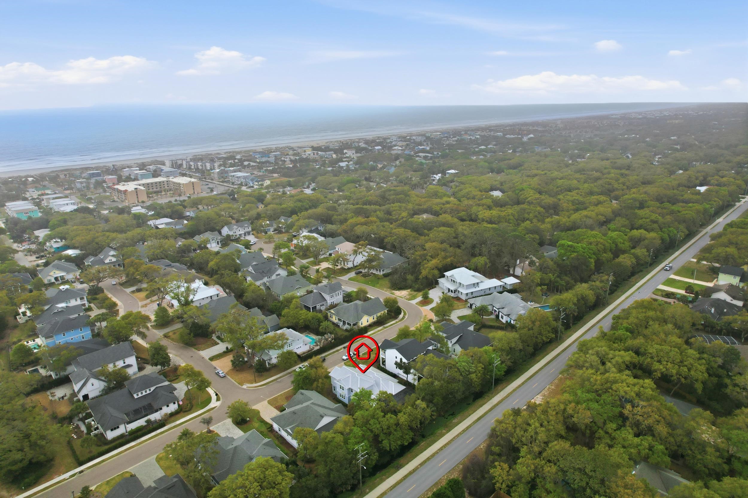 240 Ridgeway Road St. Augustine, FL 32080 - Photo 37 of 38 Aerial perspective of suburban area featuring a large body of water