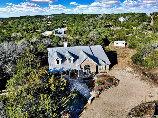 an aerial view of a house