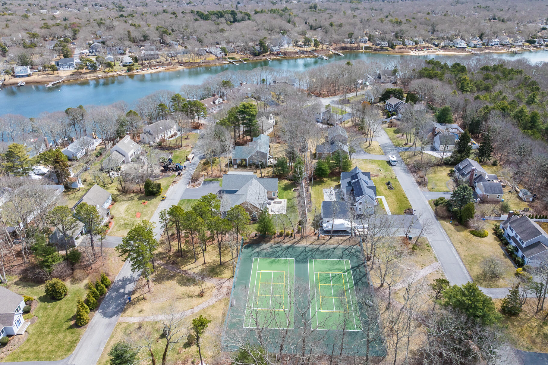 8 Rivers End Road Teaticket, MA 02536 - Photo 23 of 33 an aerial view of house with yard and lake view