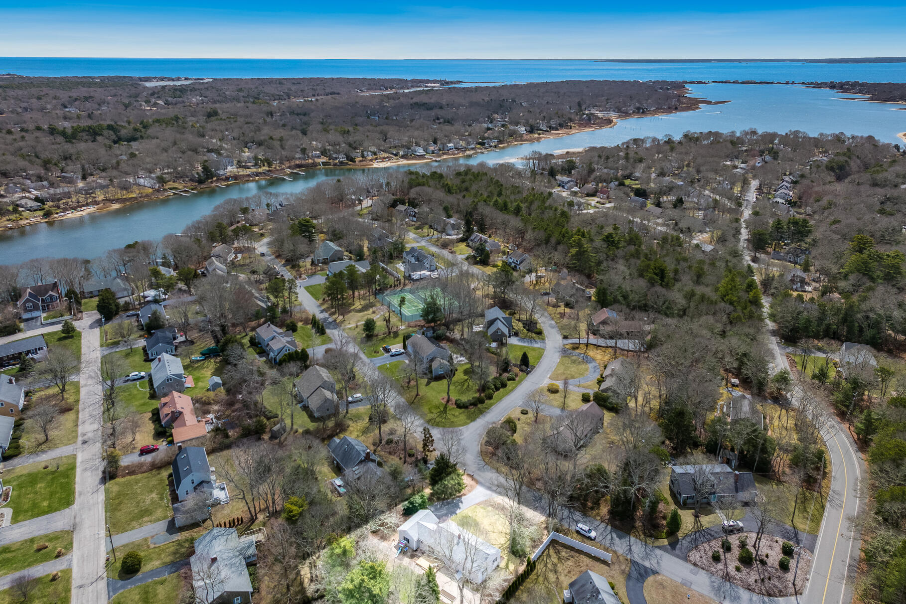8 Rivers End Road Teaticket, MA 02536 - Photo 26 of 33 an aerial view of a houses with a lake