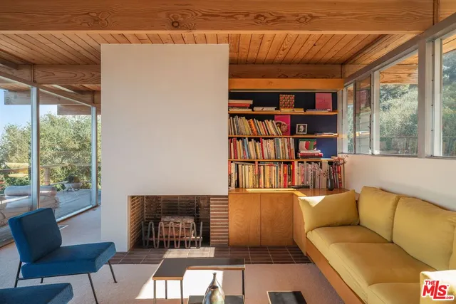 a outdoor seating space with furniture