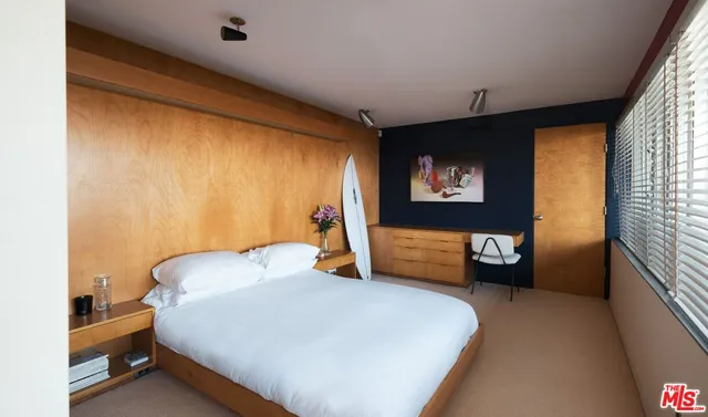 a dining room with large window