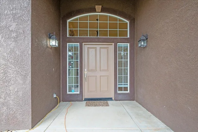 a view of an entryway with a door