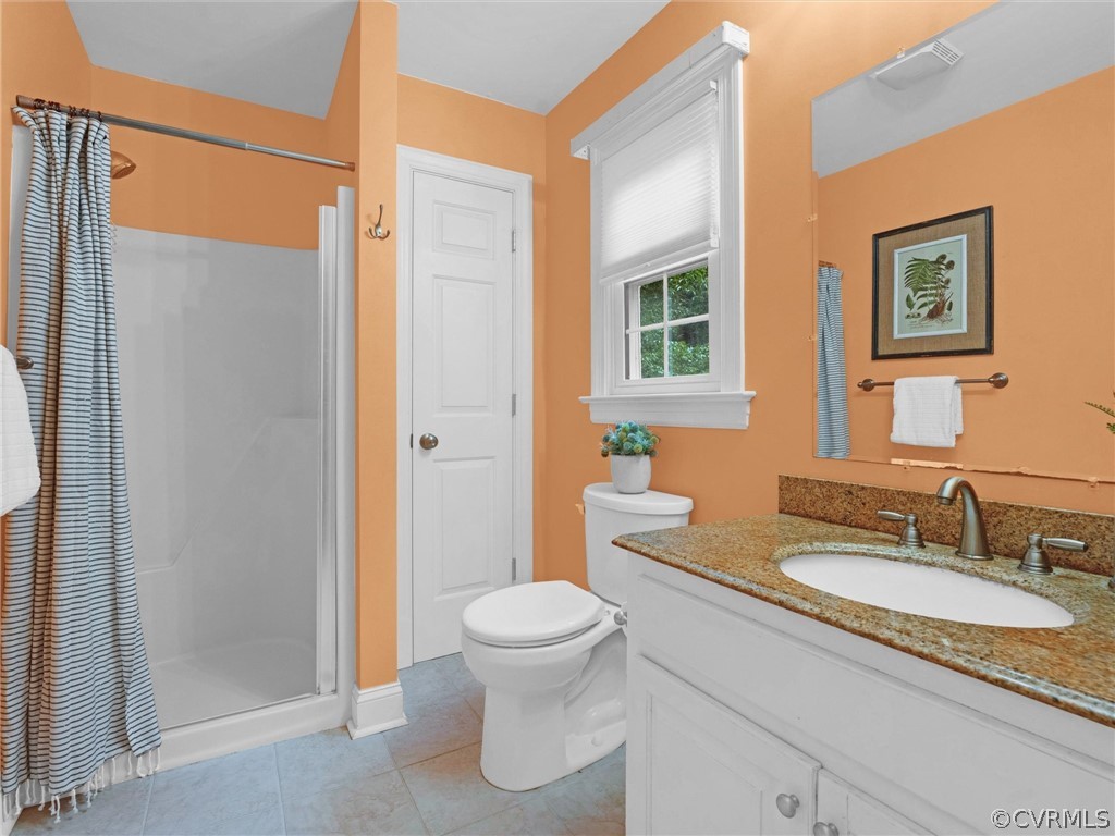 12100 2nd Branch Road Chesterfield, VA 23838 - Photo 23 of 41 a bathroom with a granite countertop sink toilet and shower