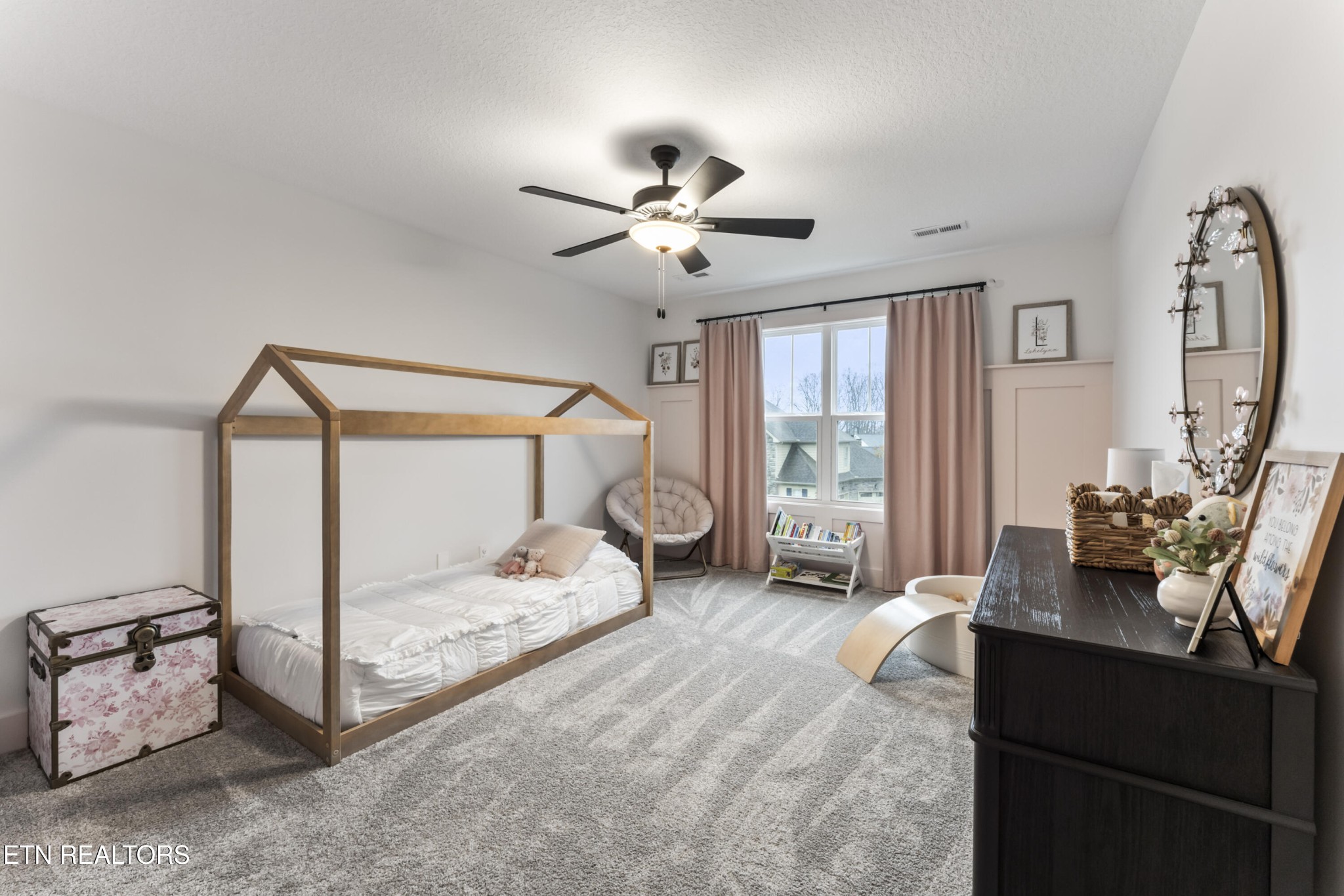 2815 Green Summers Road Knoxville, TN 37938 - Photo 34 of 50 a bedroom with a bed and large mirror with window