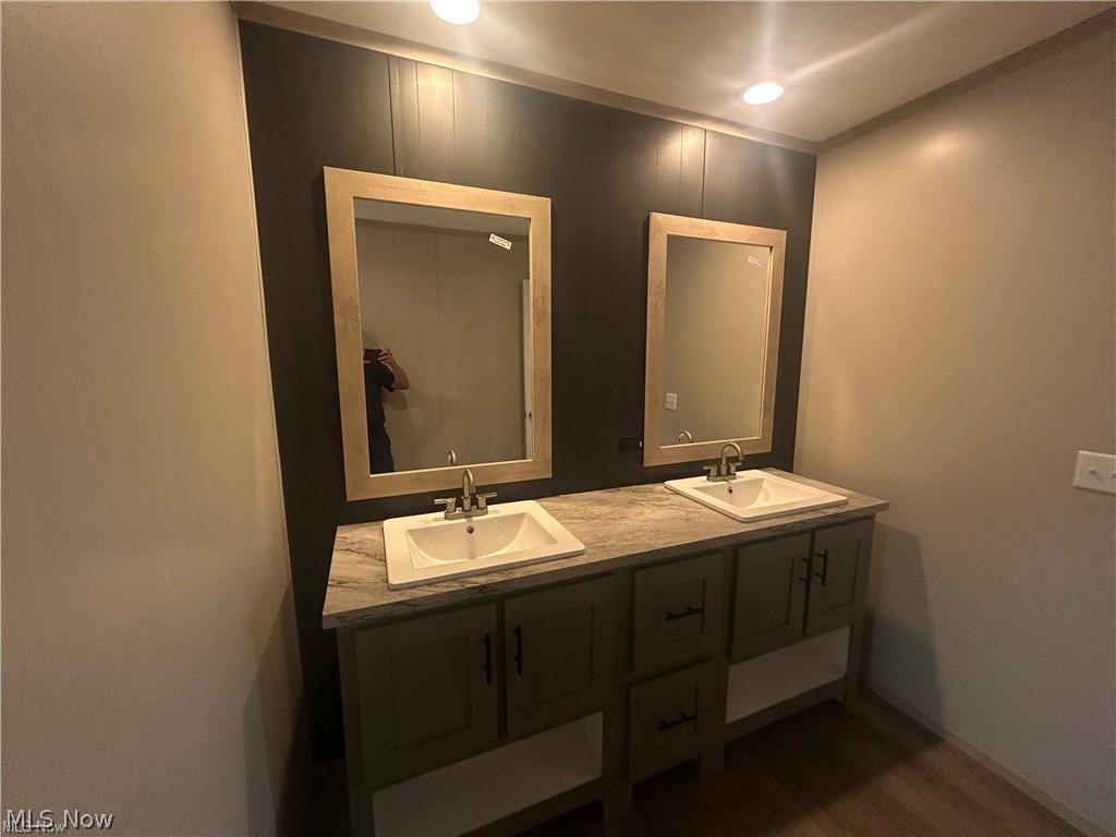 252 Front Street Philo, OH 43771 - Photo 11 of 17 Bathroom featuring double vanity and dark wood finished floors