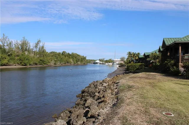 a view of a lake with a city