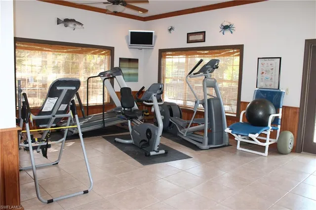 a view of a room with gym equipment