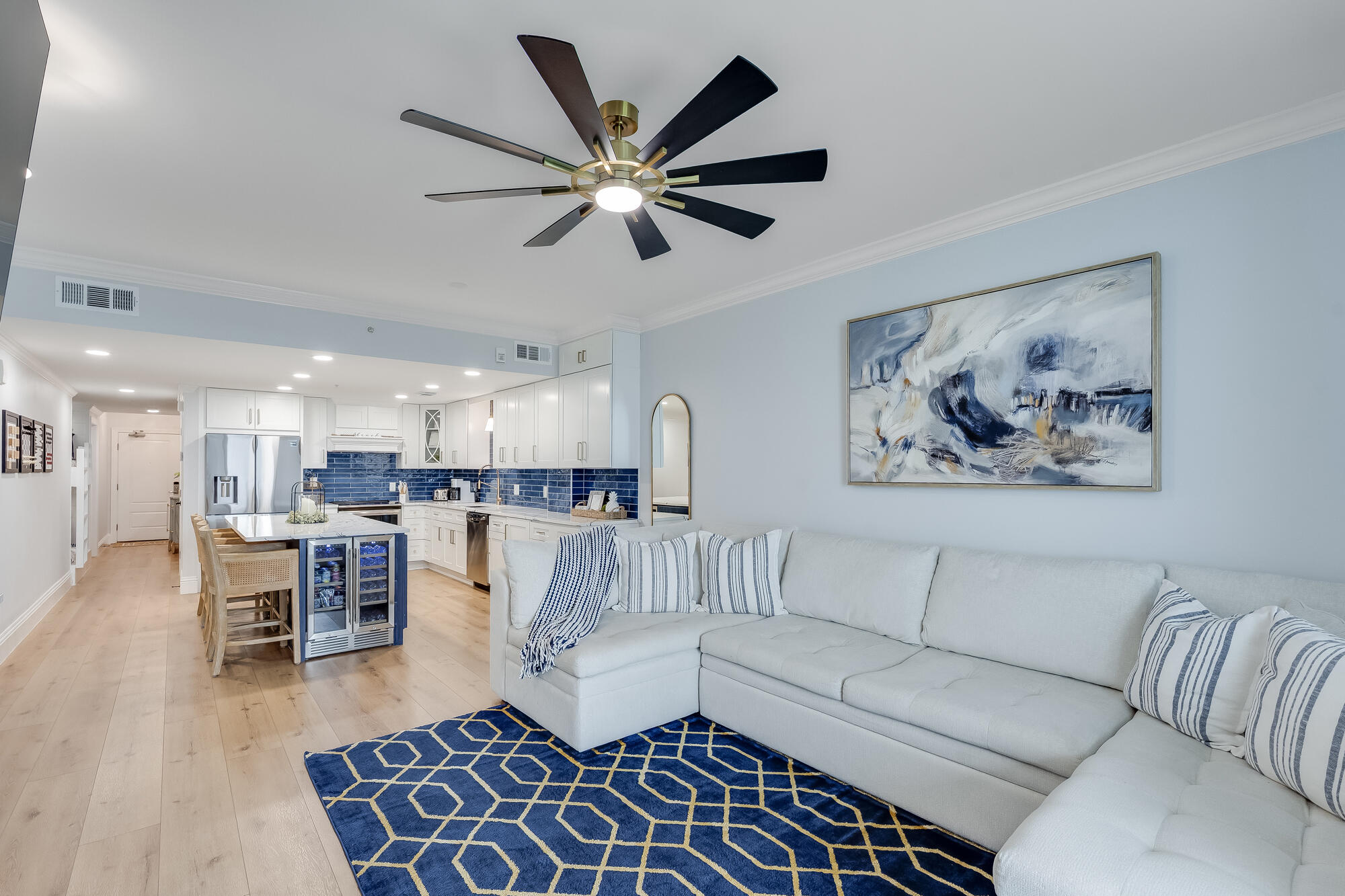 17281 Front Beach Road, Unit 802 Panama City Beach, FL 32413 - Photo 16 of 57 a living room with furniture and a large window