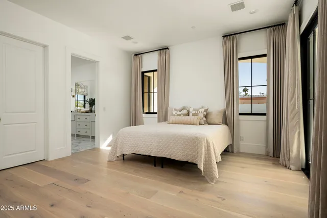 a view of a lake with a garden