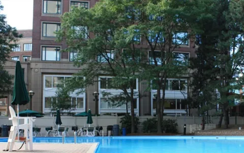 a view of a building with street view