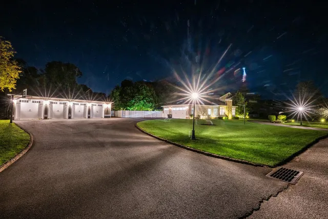 a view of a big building with big yard
