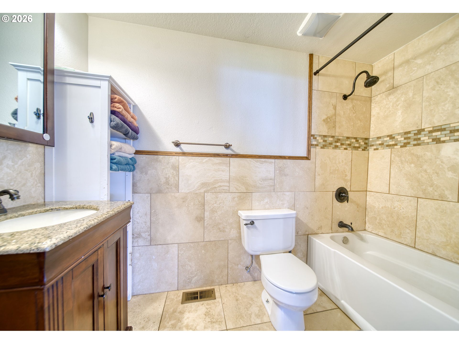 52320 Southwest Taylor Street Scappoose, OR 97056 - Photo 15 of 48 a bathroom with a granite countertop toilet sink and shower