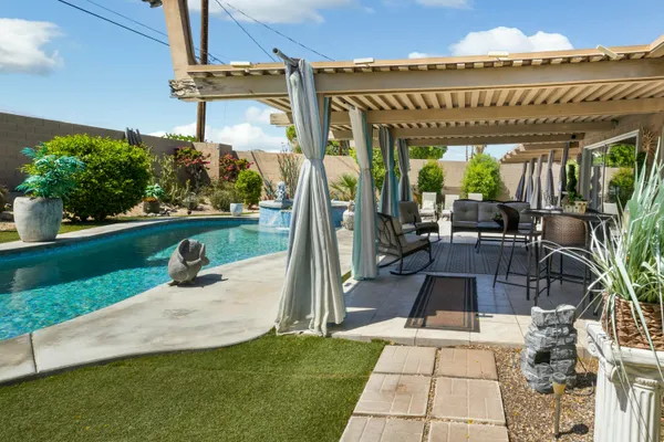 a outdoor space with furniture