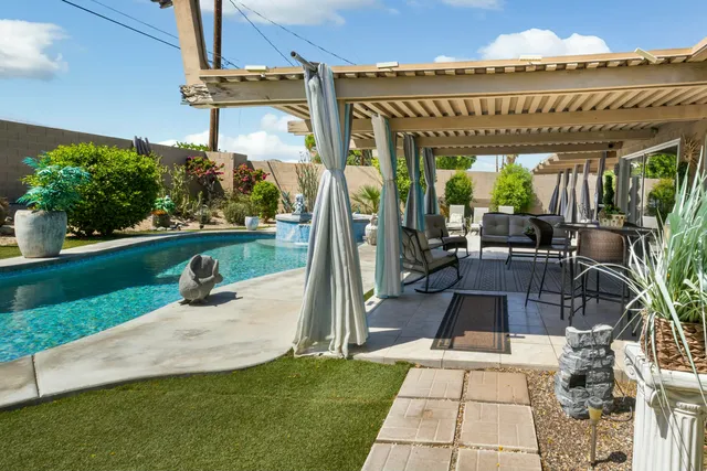 a outdoor space with furniture