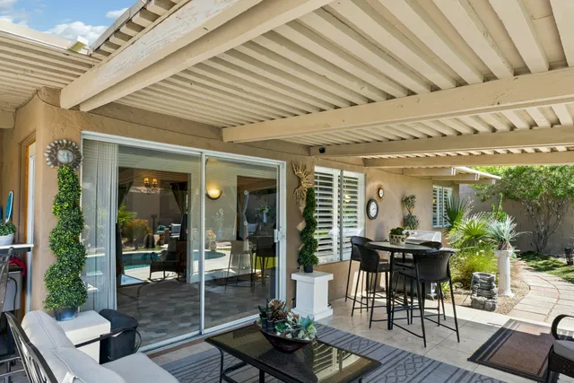 a outdoor living space with furniture