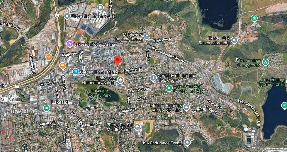 10025 Tamil Road Lakeside, CA 92040 - Photo 41 of 44 Red marker shows how close to parks, schools, rodeo grounds, restaurants, lakes and so much more.