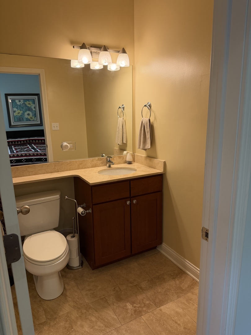 4546 North Spaulding Avenue, Unit 1 Chicago, IL 60625 - Photo 19 of 22 a bathroom with a toilet sink and mirror