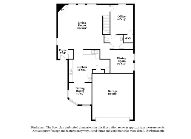 a view of an empty room with a fireplace and a window