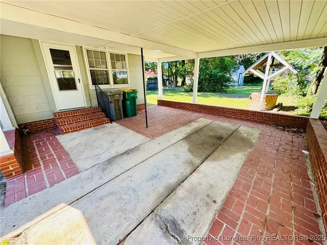 a swimming pool with outdoor seating