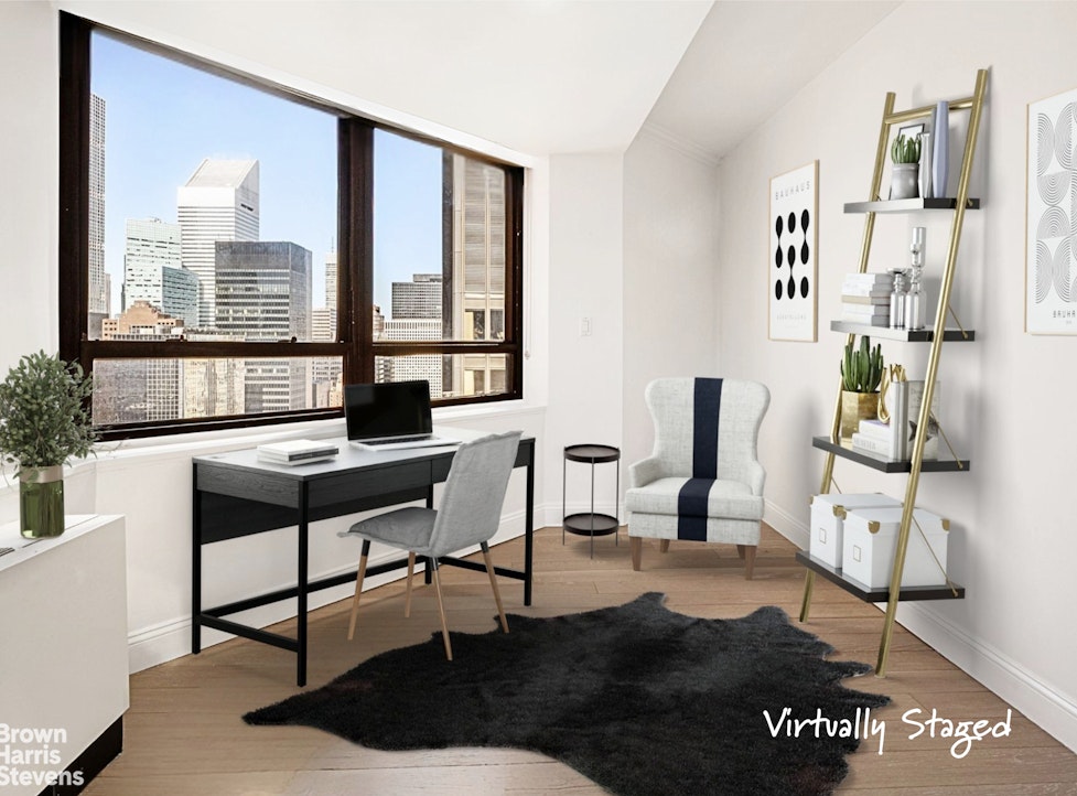 240 East 47th Street, Unit 39AB Manhattan, NY 10017 - Photo 11 of 22 a living room with furniture and a floor to ceiling window