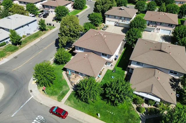 an aerial view of a house