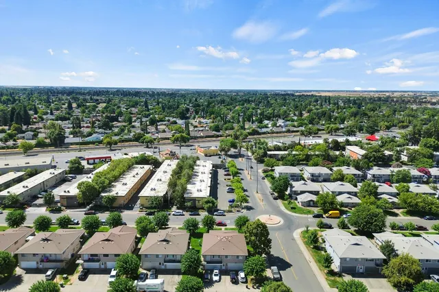 an aerial view of a city