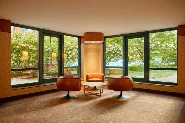 a bench sitting in the middle of a yard