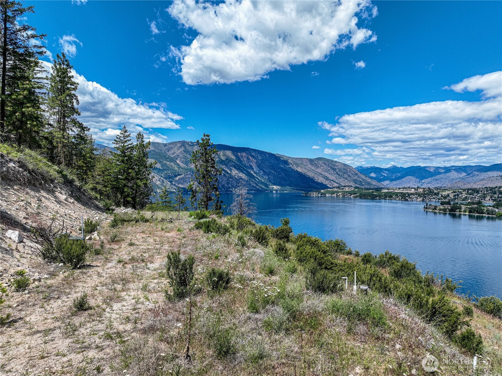 4620 South Lakeshore Road Chelan, WA 98816 - Photo 18 of 40 a view of a lake with a mountain in the background