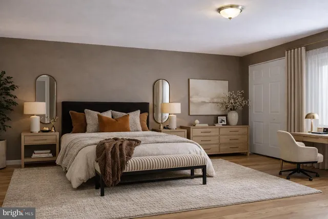 a bedroom with bed and a window