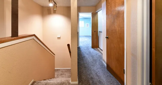 a view of a hallway with a elevator