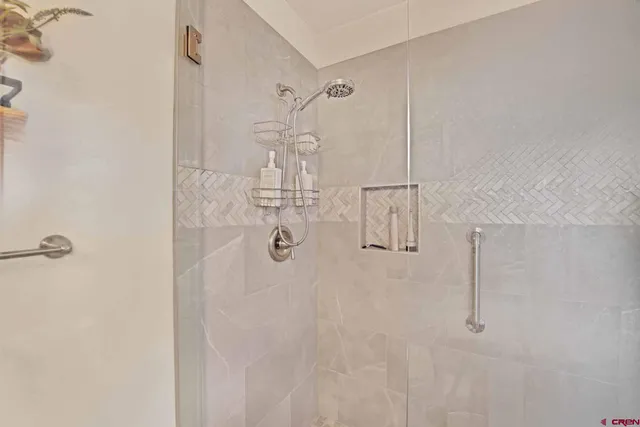 a bathroom with a shower