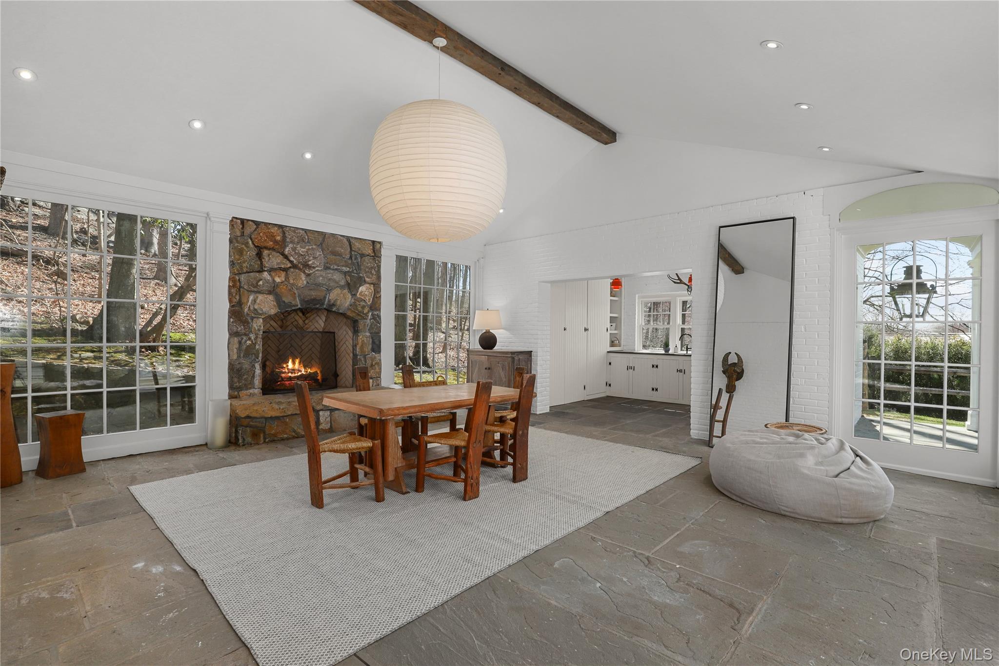 269 Stone Hill Road Pound Ridge, NY 10576 - Photo 30 of 46 Pool house with huge fireplace full bath & kitchenette