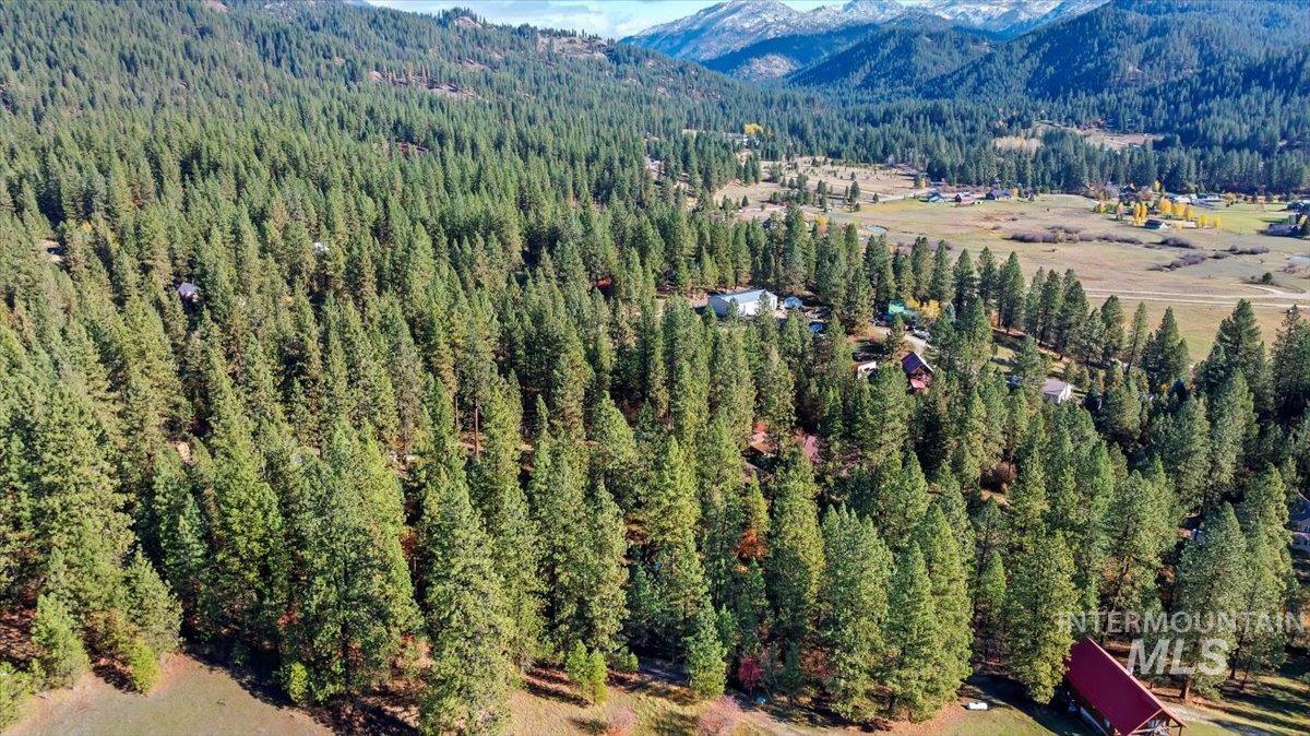 Lot 28 Horseshoe Rd Garden Valley Garden Valley, ID 83622 - Photo 22 of 28 Drone / aerial view of a heavily wooded area and a mountainous background