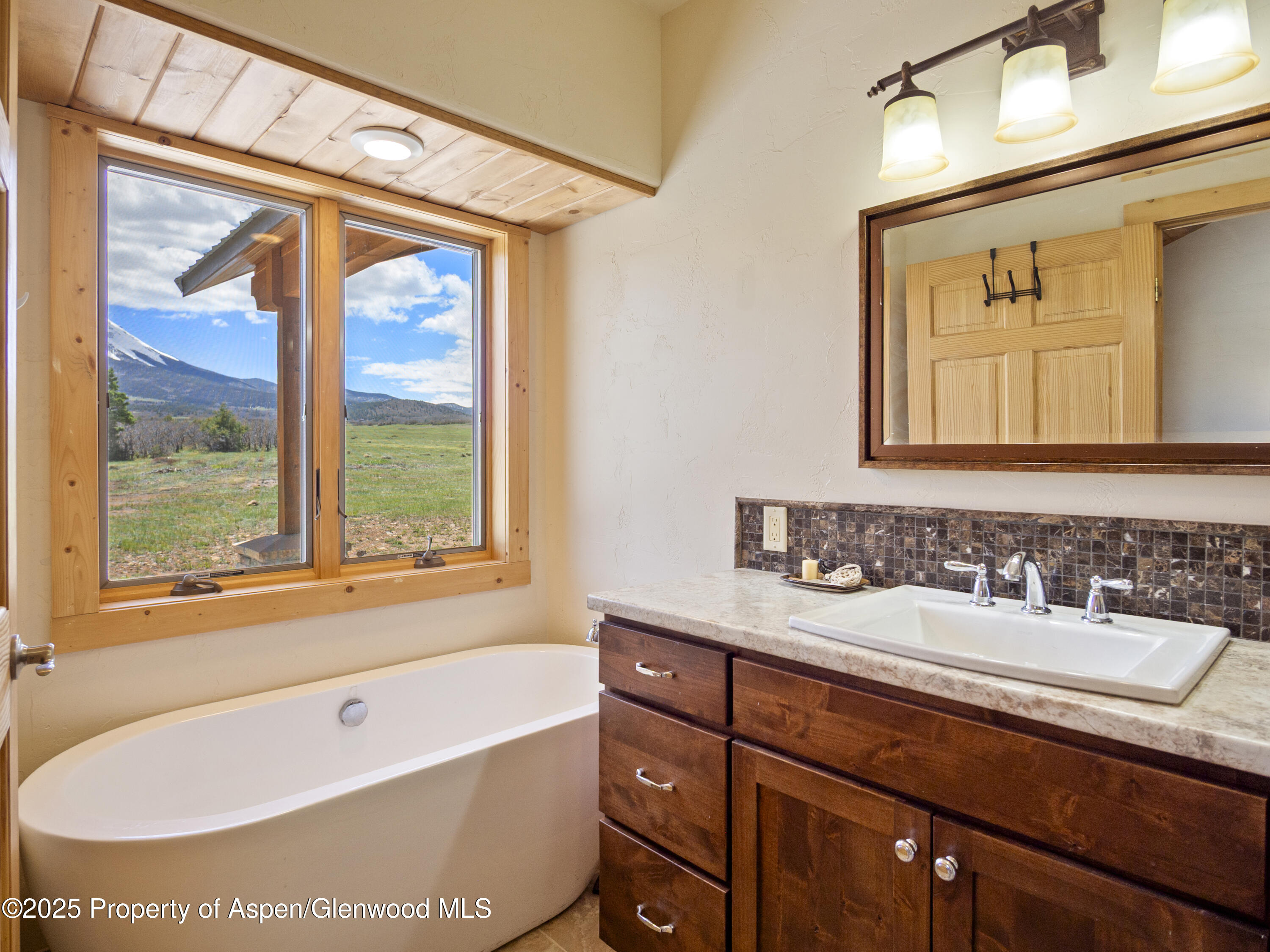 741 Big Wall Lane La Veta, CO 81055 - Photo 42 of 47 a bathroom with a tub sink and mirror