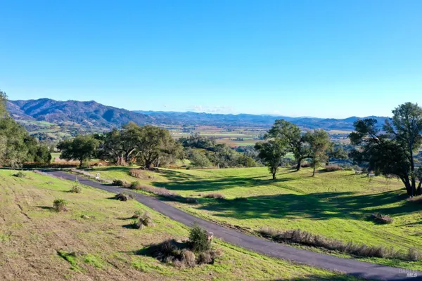 a view of a backyard with mountain view