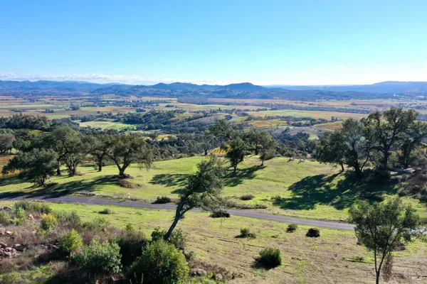a view of a town with an ocean beach