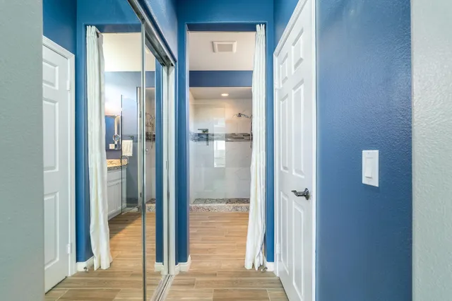 a view of a glass door with a glass door