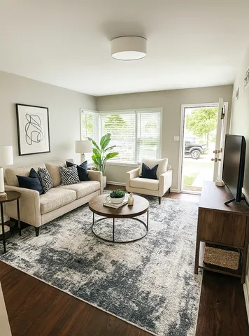 a living room with furniture and a flat screen tv
