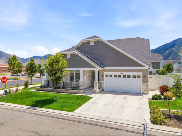 877 South Yarrow Drive Mapleton, UT 84664 - Photo 42 of 46 Contemporary residence featuring a stone and stucco facade with shake siding accents