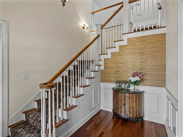 a view of entryway with wooden floor