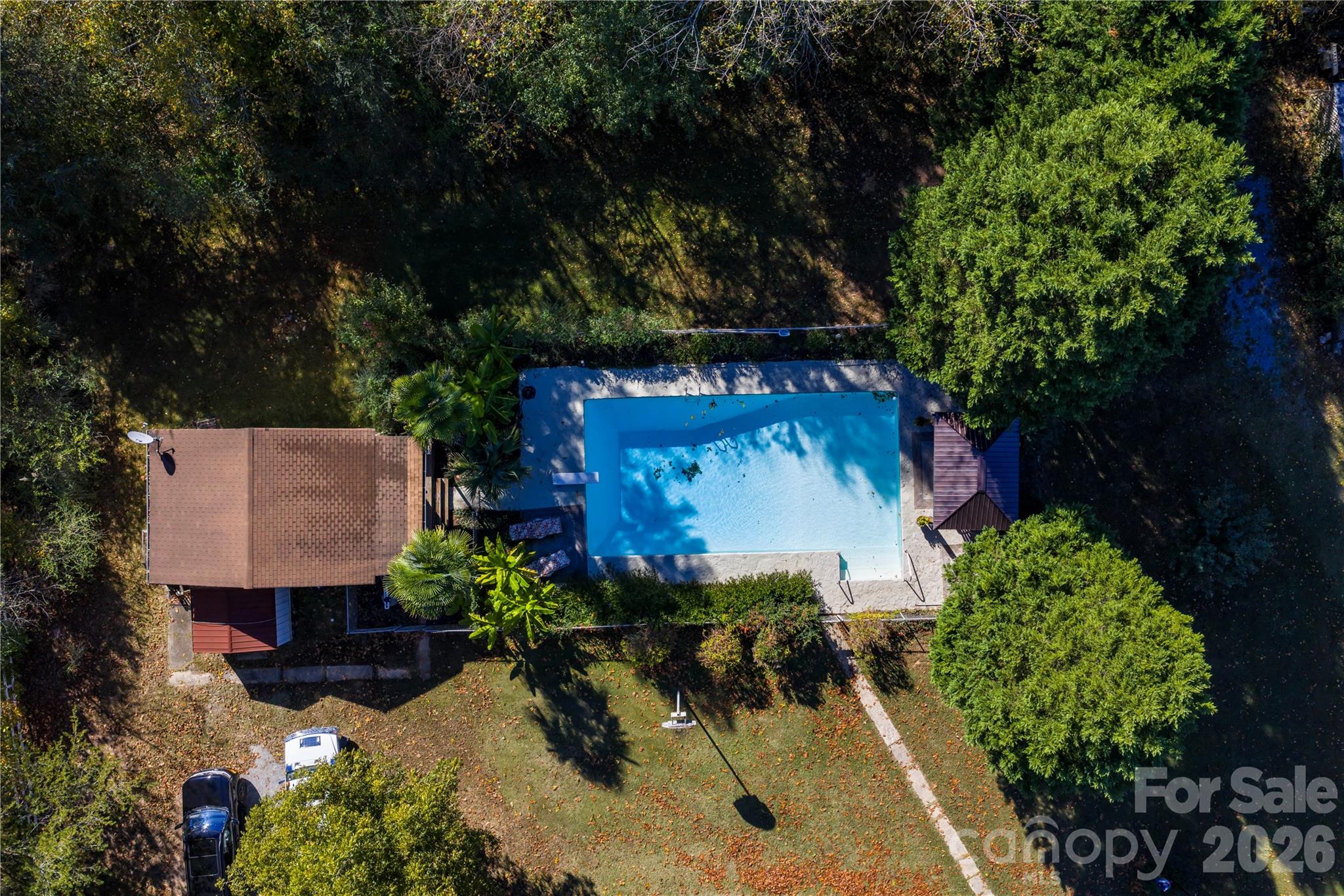 an outdoor space with seating