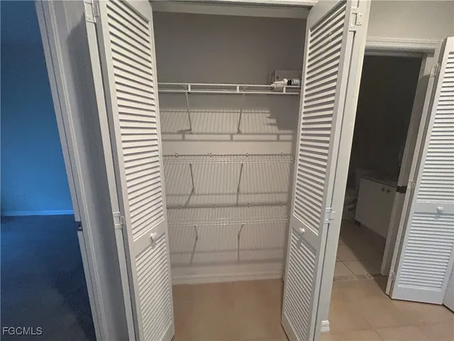 a view of a closet in a room