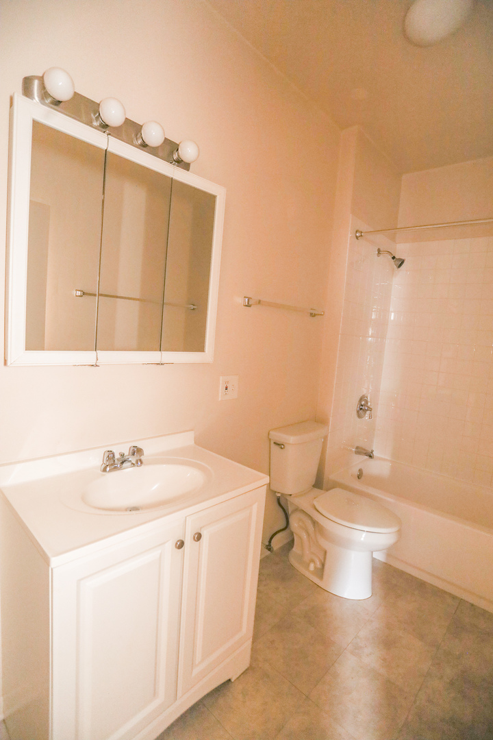 3500 North Reta Avenue, Unit 2 Chicago, IL 60657 - Photo 9 of 12 a bathroom with a sink a toilet and shower