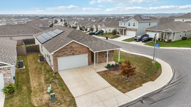 an aerial view of a house