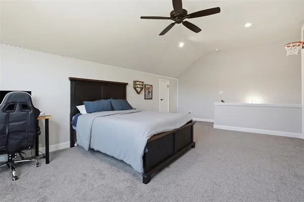 a bed room with a bed and furniture